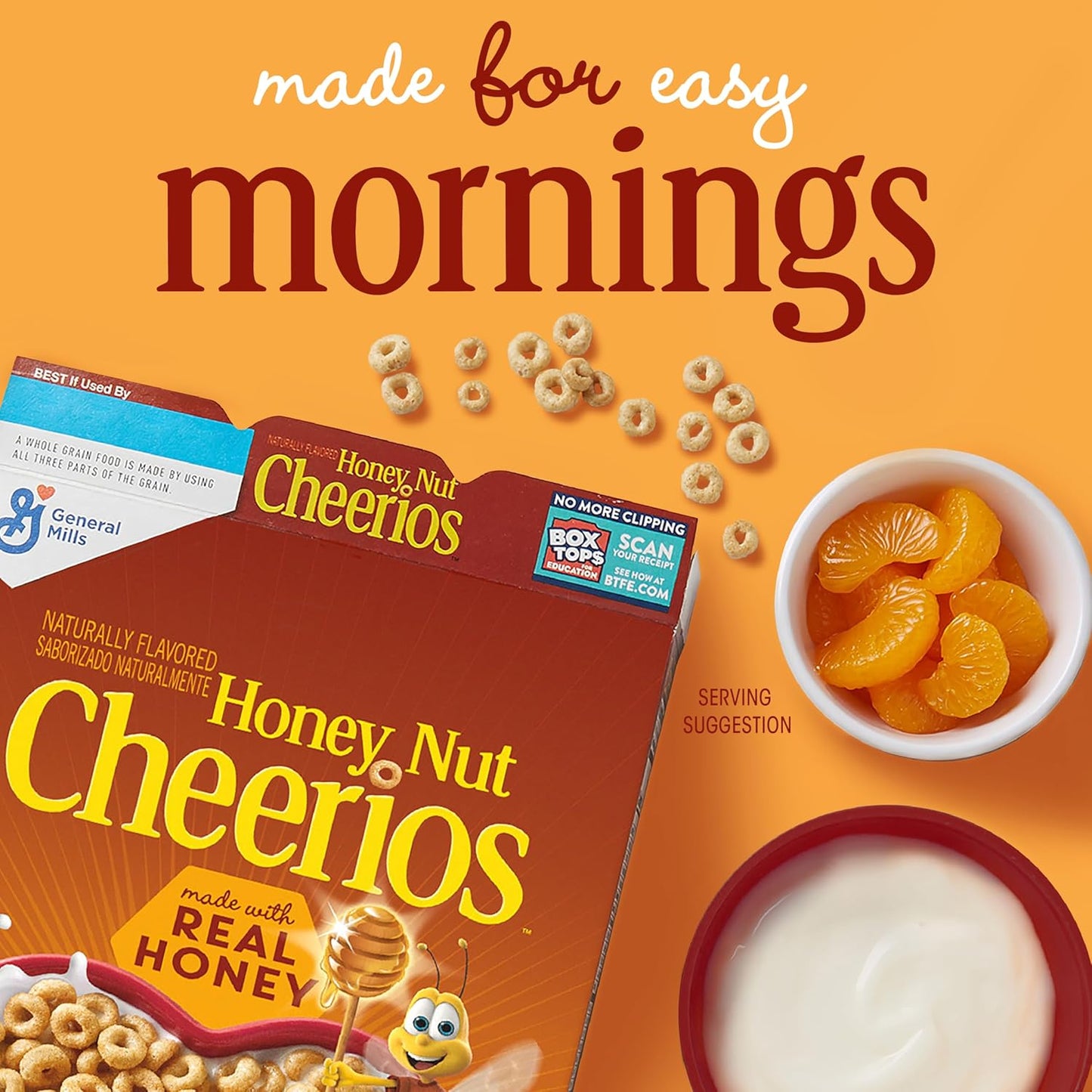 Honey Nut Cheerios, Heart Healthy Gluten Free Breakfast Cereal with Whole Grain Oats, 10.8 oz