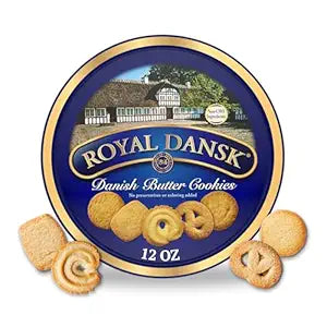 Royal Dansk Danish Butter Cookies, Premium Assorted Cookies in Gift Tin, Great for Sharing and Gifting, 12 oz