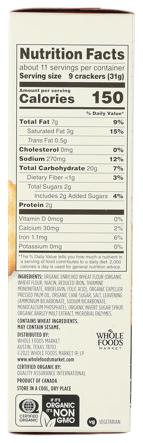 365 by Whole Foods Market, Organic Golden Round Crackers, 12 Ounce