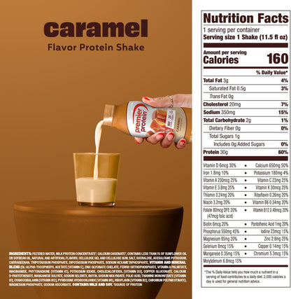 Premier Protein Shake, Caramel, 30g Protein, No Added Sugar, 24 Vitamins & Minerals to Support Immune Health, 11.5 fl oz, 12 Pack (Packaging May Vary)