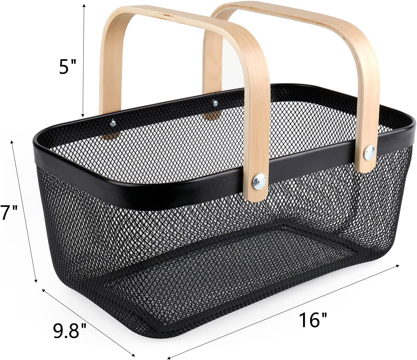 ZEAYEA Mesh Storage Basket with Handle, Garden Harvest Basket, Mesh Fruit Vegetables Gathering Basket Bin, Multi-functional Metal Wire Basket for Kitchen Garden Picnic Cabinet