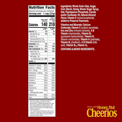 Honey Nut Cheerios, Heart Healthy Gluten Free Breakfast Cereal with Whole Grain Oats, 10.8 oz
