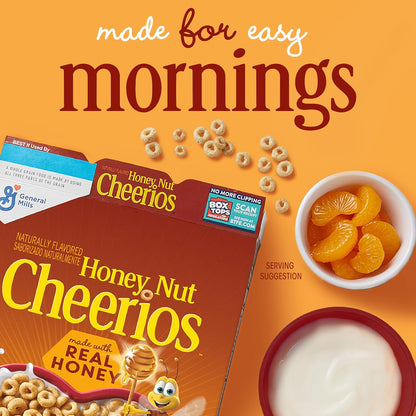 Honey Nut Cheerios, Heart Healthy Gluten Free Breakfast Cereal with Whole Grain Oats, 10.8 oz