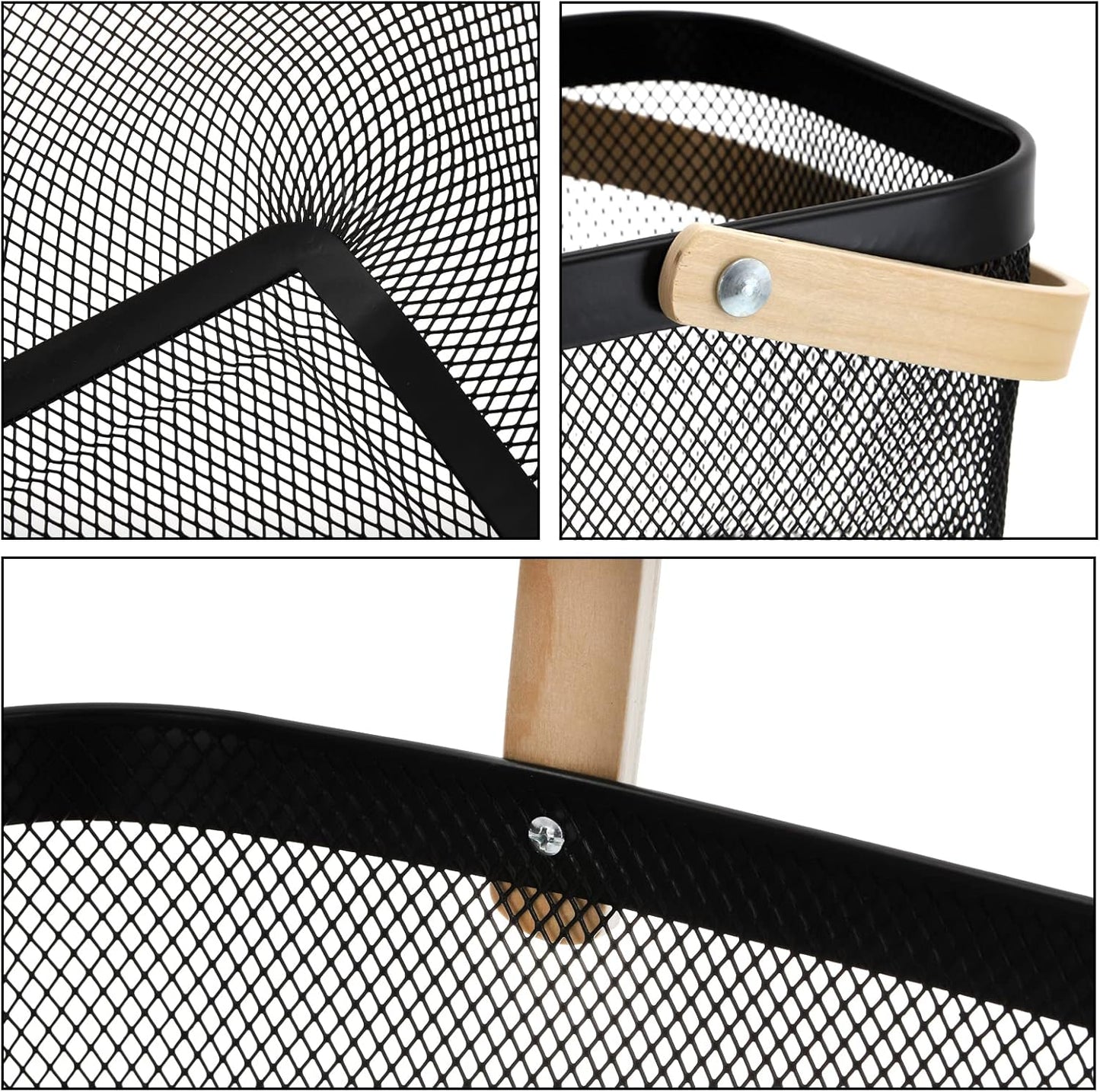 ZEAYEA Mesh Storage Basket with Handle, Garden Harvest Basket, Mesh Fruit Vegetables Gathering Basket Bin, Multi-functional Metal Wire Basket for Kitchen Garden Picnic Cabinet