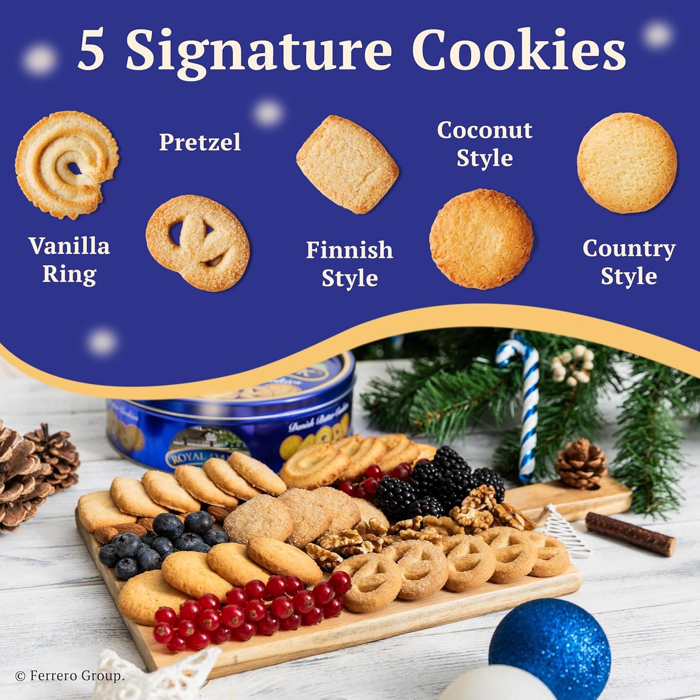 Royal Dansk Danish Butter Cookies, Premium Assorted Cookies in Gift Tin, Great for Sharing and Gifting, 12 oz